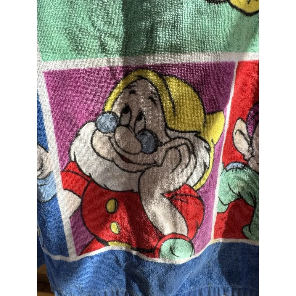 Vtg 1990s Snow White & the Seven Dwarfs Franco Beach Towel Walt Disney 56